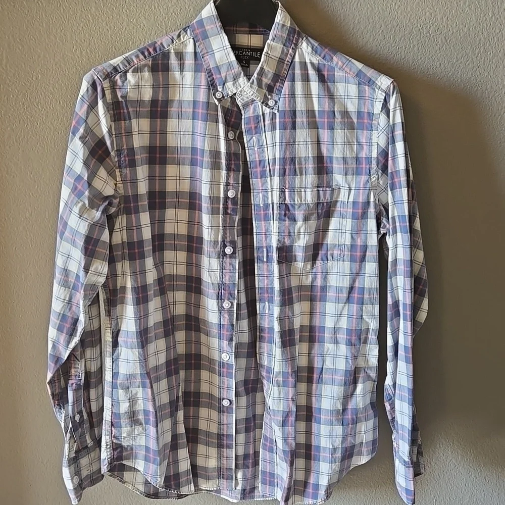 J Crew Mercantile Flex button up Plaid shirt Casual Business Layers Cotton Euc